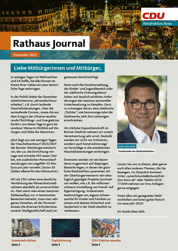 Rathaus-Journal der CDU-Ratsfraktion Bonn